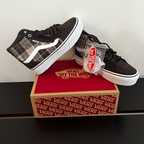 Vans Shoes - NWT Filmore Hi Pla Shoes in Plaid Mix Brown/White